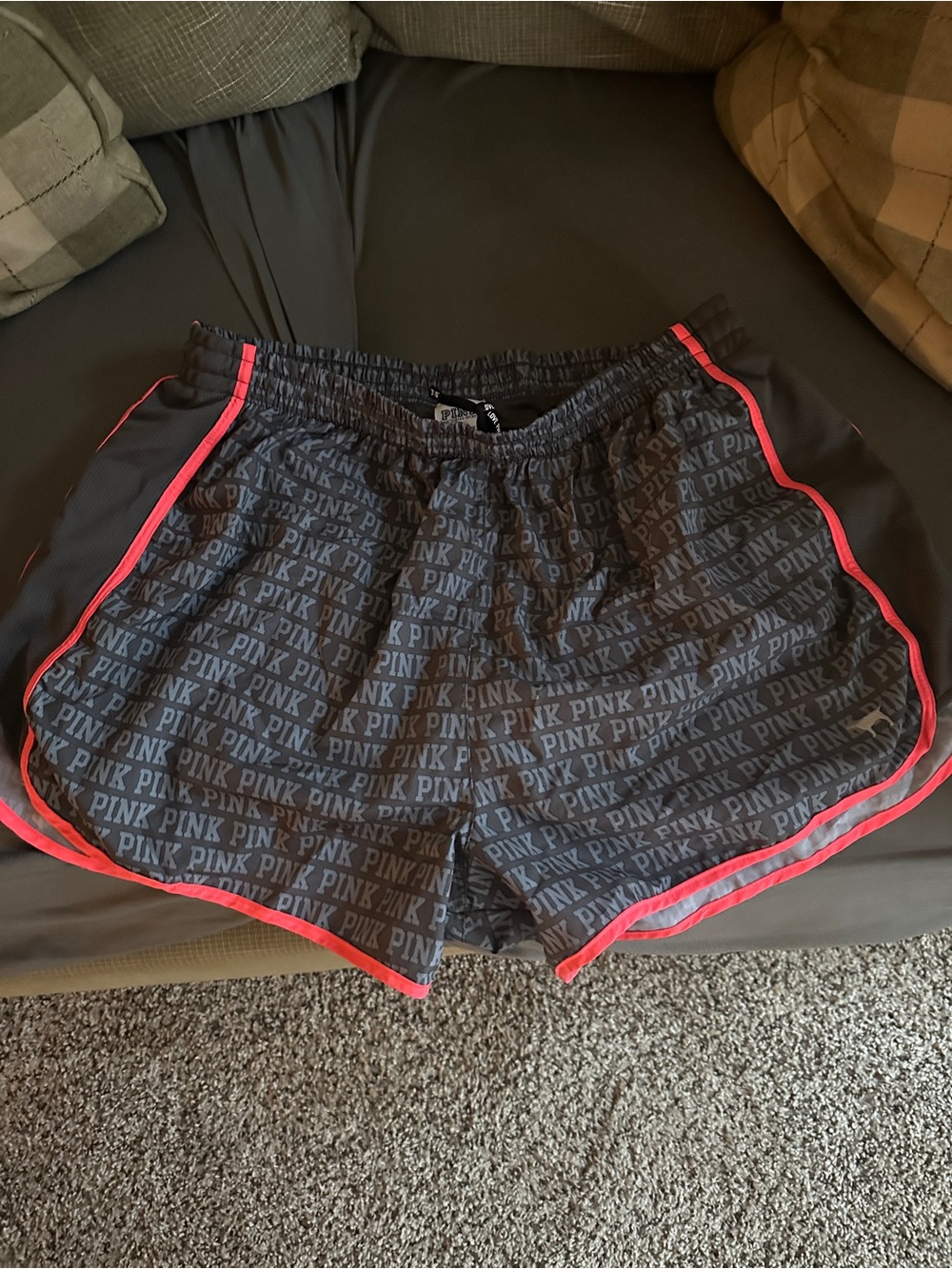 PINK Victoria's Secret Black Athletic Shorts with Pink Trim